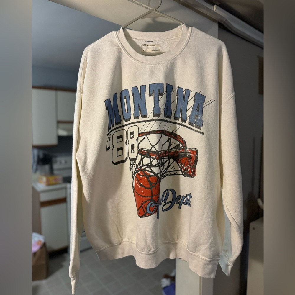 Anthropologie Cream Graphic Crewneck Sweater